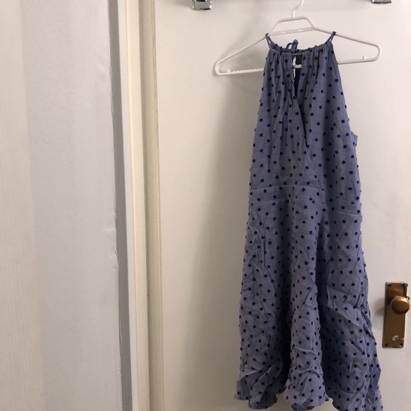 Blue polka dotted a-line dress ATHROPOLOGIE - Picture 3 of 6